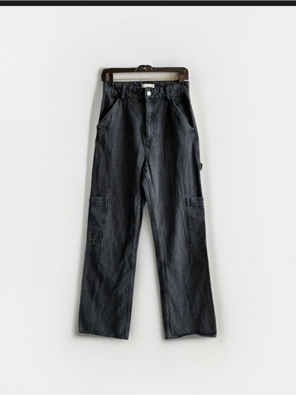 H&M Men's Black Straight Jeans with Utility Pockets